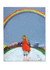 Girl Walking on Path Beneath Rainbow Encouragement Greeting Cards
