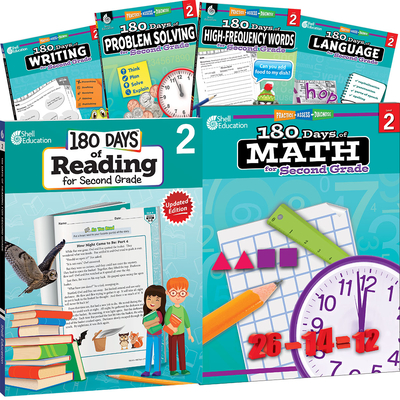 180 Days Reading, High-Frequency Words, Math, Problem Solving, Writing, & Language Grade 2: 6-Book Set - Multiple Authors