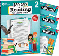 180 Days Reading, Math, Writing, & Language Grade 2: 4-Book Set