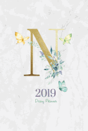 2019 Diary Planner: Watercolor Butterflies & Flowers January to December 2019 Diary Planner with Luxury Gold a Monogram