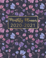 2020-2021 Monthly Planner: Floral Gold Design - Two Year Monthly Planner from January 2020 to December 2021 Calendar - 24 Months with US Holidays - 2 Year Schedule and Organizer