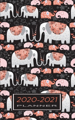 2020-2021 Planner: Small Weekly 24 Months Notebook & Diary with Calendars - Gift for Elephant Lovers - Dot, Red