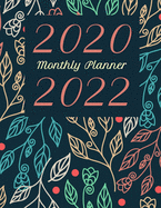 2020-2022 Monthly Planner: Blue Leaves - 3 Year Planner With a Floral Design