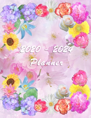2020 - 2024 - Five Year Planner: Agenda for the next 5 Years - Monthly Schedule Organizer - Appointment, Notebook, Contact List, Important date, Month's Focus, Calendar - 60 Months - Elegant Pink Flowers with Floral composition - Planner, Schumy & Trudy