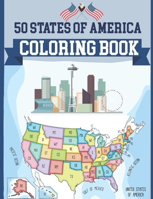 50 States USA Coloring Book: United States Coloring Book History and ...