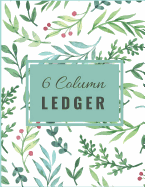 6 Column Ledger: Green Leaves Watercolor Bookkeeping Ledger Book Accounting Journal Columnar Pad Record Book Accounting Ledger Notebook Business Home Office School.