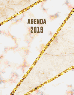 Agenda 2019: lgant et Pratique Mosaque en Marbre Beige et Rose Dor Agenda Organiseur Pour Ton Quotidien 52 Semaines Janvier  Dcembre 2019