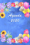 Agenda Giornaliera 2020: Mensile - Settimanale - Obiettivi - Rubrica - Appunti - Priorit - Elegante effetto Acquerello con Rose Azzurre con composizione Floreale - Dimensione piccola A5