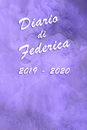 Agenda Scuola 2019 - 2020 - Federica: Mensile - Settimanale - Giornaliera - Settembre 2019 - Agosto 2020 - Obiettivi - Rubrica - Orario Lezioni - Appunti - Priorit - Elegante effetto Acquerello con Rose Viola