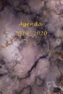 Agenda Scuola 2019 - 2020: Mensile - Settimanale - Giornaliera - Settembre 2019 - Agosto 2020 - Obiettivi - Rubrica - Orario Lezioni - Appunti - Priorit - Elegante effetto Marmo scuro con scritte in Oro Antico