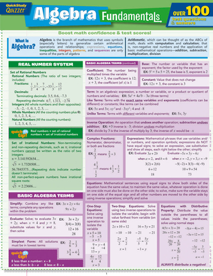 Algebra Fundamentals Quizzer - BarCharts Inc