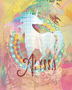 Alyssa: Colorful Rainbow Unicorn - 100 Pages 8"X10" Girl's Composition Wide Ruled Notebook