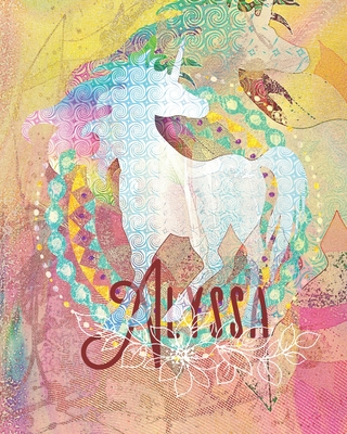 Alyssa: Colorful Rainbow Unicorn - 100 Pages 8"X10" Girl's Composition Wide Ruled Notebook - Geeky Fairy, Unicorn