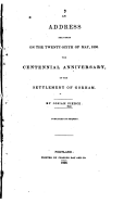 An Address Delivered on the Twenty-sixth of May, 1836, the Centennial Anniversary