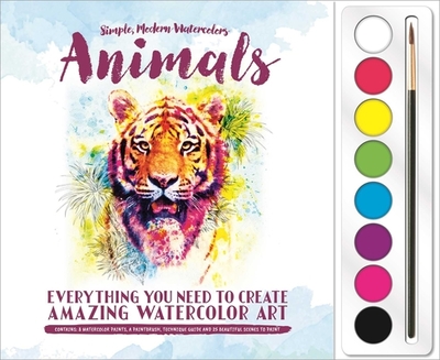 Animals: Watercolor Paint Set: Set Includes 8 Watercolor Paints and Paintbrush Plus 25 Beautiful Scenes to Paint - Igloobooks