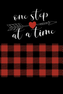 Anxiety Journal: Help Relieve Stress and Anxiety with This Prompted Anxiety with a Red and Black Buffalo Plaid Cover with a One Step at a Time Motivational Quote.