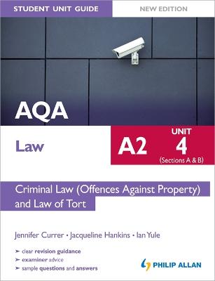 AQA A2 Law Student Unit Guide New Edition: Unit 4 (Sections A & B) Criminal Law (Offences Against Property) and Law of Tort - Yule, Ian, and Currer, Jennifer, and Hankins, Jacqueline