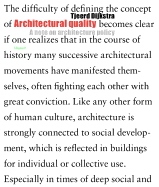 Architectural Quality: A Note on Architectural Policy