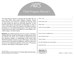 Assessment, Evaluation, and Programming System for Infants and Children (AEPS): Child Progress Record I: Birth to Three Years