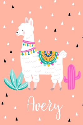 Avery: Personalized with name - cute notebook for girls women with cute llama alpaca cactus 6x9 inch. blank lined journal - Journals, Whimsical