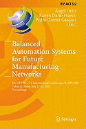 Balanced Automation Systems for Future Manufacturing Networks: 9th Ifip Wg 5.5 International Conference, Basys 2010, Valencia, Spain, July 21-23, 2010, Proceedings