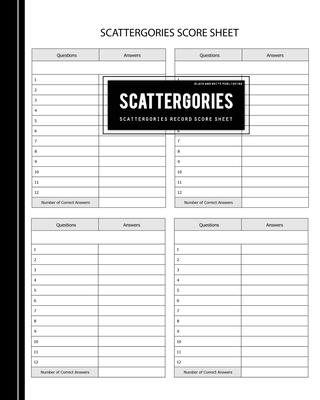 Black and White Publishing Scattergories Score Card: Scattergories
