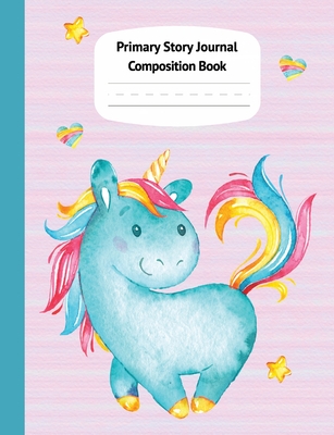 Blue Unicorn Pastel Primary Story Journal Composition Book: Grade Level K-2 Draw and Write, Dotted Midline Creative Picture Notebook Early Childhood to Kindergarten (Fantasy Magical Creatures) - Willow, Enchanted