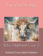 Boho Highland Cow 2: Animal Cross Stitch Pattern