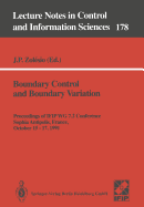 Boundary Control and Boundary Variation: Proceedings of Ifip Wg 7.2 Conference, Sophia Antipolis, France, October 15-17, 1990 - Zolesio, Jean P (Editor)