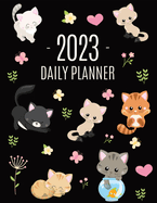 Cats Daily Planner 2023: Make 2023 a Meowy Year! Cute Kitten Year Organizer: January-December (12 Months)