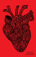 Chd Journey Notebook: Black Anatomical Heart, Red Background, Journal, 5 in X 8 In, 50 Sheets / 100 Pages, College Lined