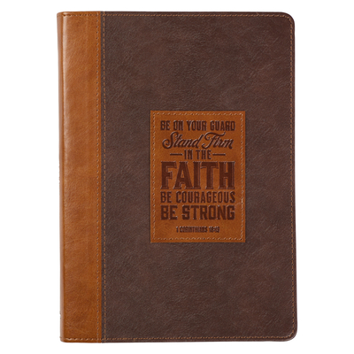 Christian Art Gifts Classic Journal Stand Firm in the Faith 1 Cor. 16:13 Inspirational Scripture Notebook, Ribbon Marker, Brown Faux Leather Flexcover, 336 Ruled Pages - Christian Art Gifts (Creator)