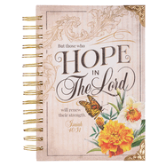 Christian Art Gifts Journal W/Scripture for Women Hope in the Lord Isaiah 40:31 Butterfly Deep Ocean Blue 192 Ruled Pages, Large Hardcover Notebook, Wire Bound