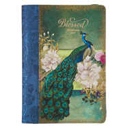 Christian Art Gifts Scripture Journal Blue/Peacock Printed Blessed Jeremiah 17:7 Bible Verse Inspirational Faux Leather Notebook, Zipper Closure, 336 Ruled Pages, Ribbon