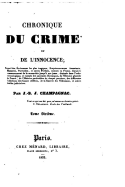 Chronique Du Crime Et de L'Innocence