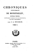 Chroniques D'Enguerrand de Monstrelet - Tome X