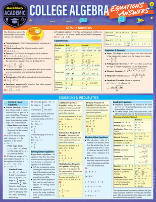 College Algebra Equations & Answers: A Quickstudy Laminated Reference Guide - Expolog LLC, and Yablonski, Ken