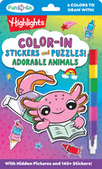 Color-In Stickers and Puzzles! Adorable Animals: Over 140 Kids Stickers for You to Color and Decorate, Animal Puzzles Activity Sheets for On-The-Go Fun