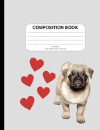 Composition Book: Pug Design, Wide Ruled