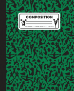 Composition: College Ruled Writing Notebook, Green Cheerleading Cheer Pattern Marbled Blank Lined Book