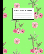 Composition Notebook: Cute Green Watercolor Cactus Pattern Cover, 110 Pages 7.5"x9.25" College Wide Ruled Paper Notebook Journal, Blank Lined Workbook for Teens Kids Students Girls Boys for Home School College for Writing Note taking.