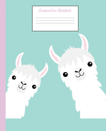 Composition Notebook: Cute Llama Design-Wide Ruled-150 pages-Perfect for Back to School, Journaling, Lists, Home School Lessons or Gift
