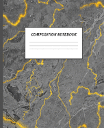 Composition Notebook: Grey Gold Marble Journal Primary Book - Wide College Ruled Lined Paper - Elegant Design for School, Students, Teens, Girls, Kids, Gift for Women - For Writing Notes, Diary, Study (7.5 x 9.25 ) - 110 Pages - Paperback August 2019