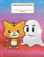 Composition Notebook: Halloween Vampire Ghost Tiger, Wide Ruled paper Notebook, Notes Taking, Basic Lines Journal,8.5x11,100 Pages, For Boys, Girls, Kids, Teens, Home, Primary, Elementary, School, College, to Write in Ideas.