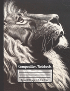 Composition Notebook: LION: Black & White Lion Journal For School And University Ideal Student Presents College Ruled Paper