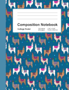 Composition Notebook: Llama Pattern - College Ruled:: Softcover Book - Home Office, School, Girl Student Teacher, Class Assignments, Writing Paper:: 7.44" X 9.69" - 100 Lined Pages - 50 Sheets