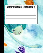 Composition Notebook: Mermaid Style Marble College Ruled Blank Lined Five Star Notebooks for Girls Teens Kids School Writing Notes Journal (7.5 x 9.25 in)