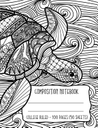 Composition Notebook: Sea Turtle Ocean Waves Coloring Book Style Cover