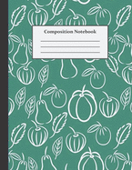 Composition Notebook: Wide Ruled - 8.5 x 11 Inches - 100 Pages - Green and White Design