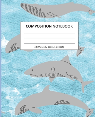 Composition Notebook: Wide Ruled Line Class Notebook, School Notebook, Homes School Notebook, Gift for Kids, Students, Teens, 7.5 x 9.25 inches, Whale Notebook, Shark Notebook - House, Kraftingers